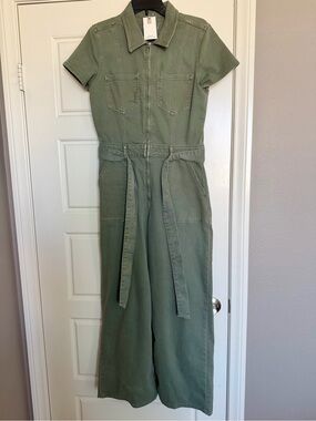 Good American Olive Green Utility Jacket with Front Zip
